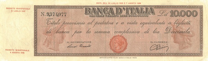 Front of Italy p79: 10000 Lire from 1945