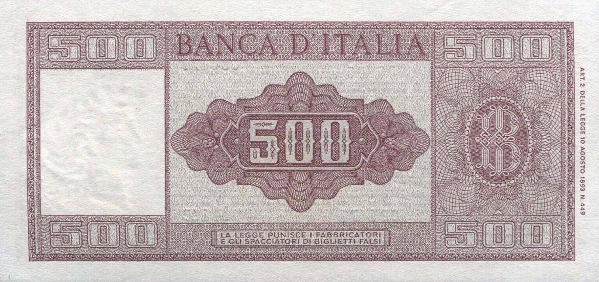 Back of Italy p80b: 500 Lire from 1961