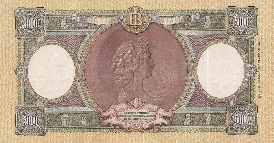 Back of Italy p85b: 5000 Lire from 1949