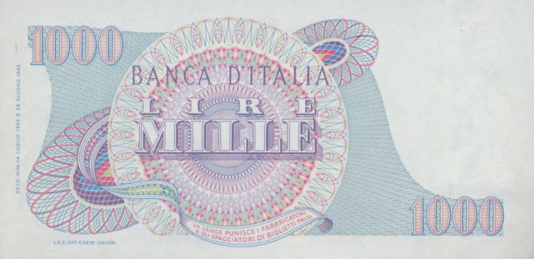 Back of Italy p96a: 1000 Lire from 1962