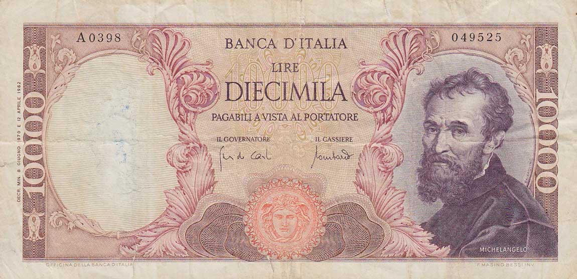 Front of Italy p97e: 10000 Lire from 1970