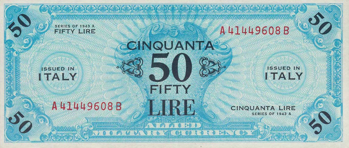 Front of Italy pM20b: 50 Lire from 1943