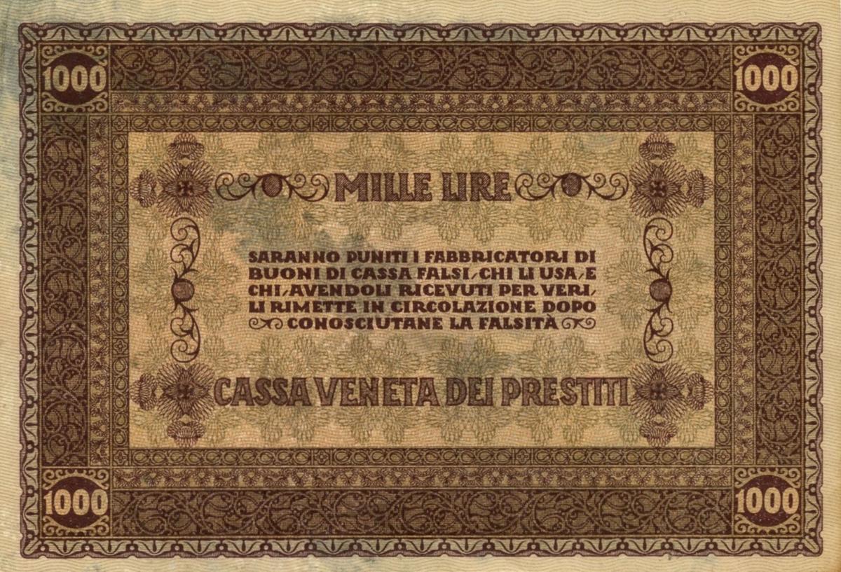 Back of Italy pM9: 1000 Lire from 1918