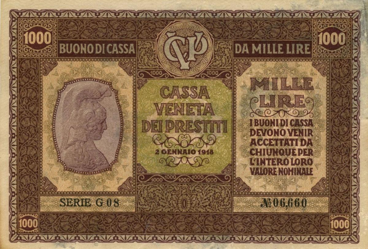 Front of Italy pM9: 1000 Lire from 1918