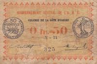p1c from Ivory Coast: 0.5 Franc from 1917