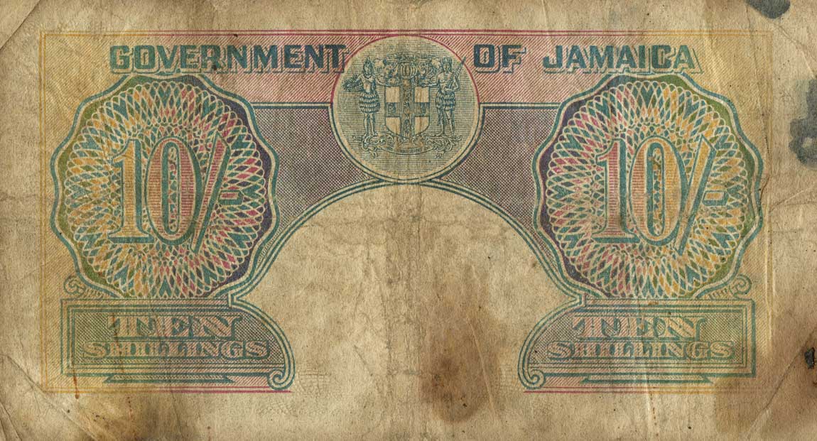 Back of Jamaica p38a: 10 Shillings from 1939