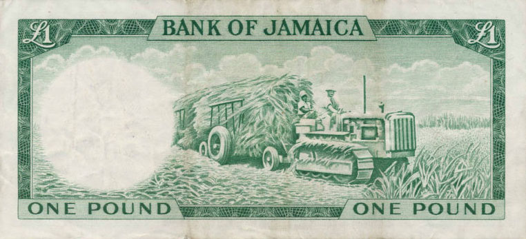 Back of Jamaica p51Ca: 1 Pound from 1964