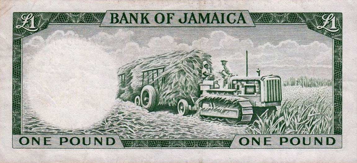 Back of Jamaica p51Cc: 1 Pound from 1964