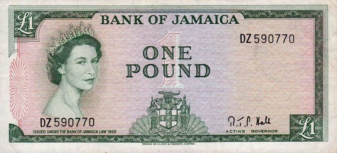 Front of Jamaica p51Cc: 1 Pound from 1964