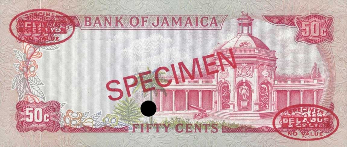 Back of Jamaica p53s: 50 Cents from 1970