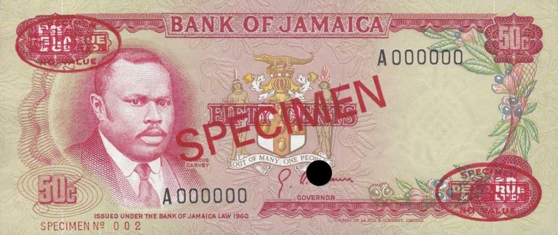 Front of Jamaica p53s: 50 Cents from 1970