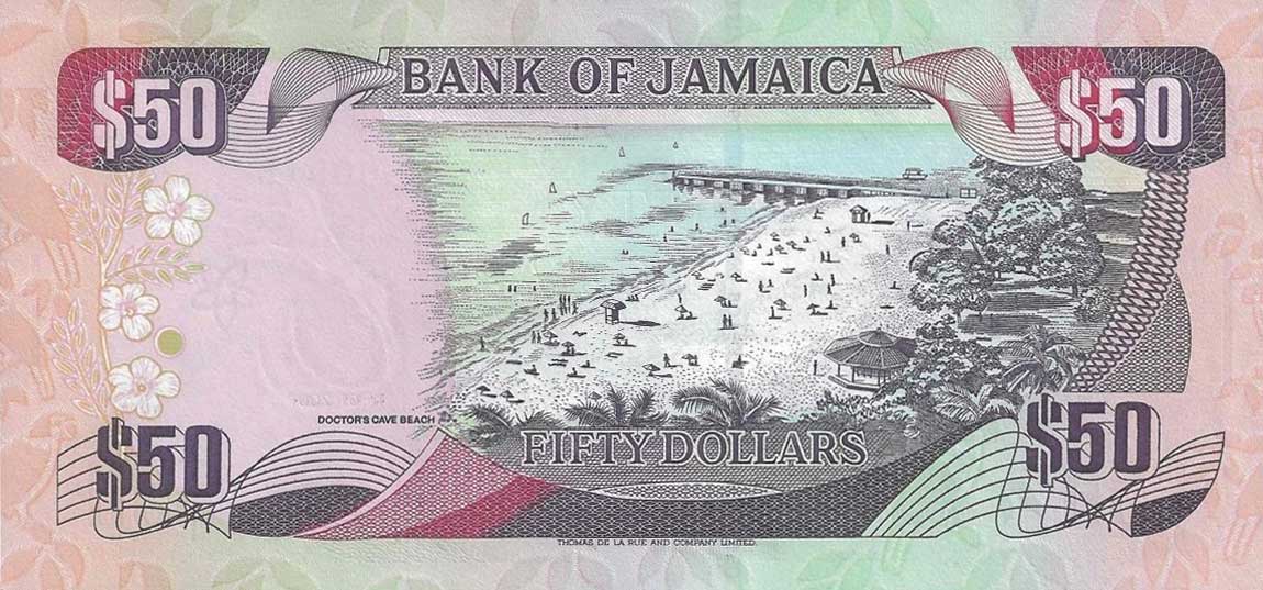 Back of Jamaica p79b: 50 Dollars from 2001