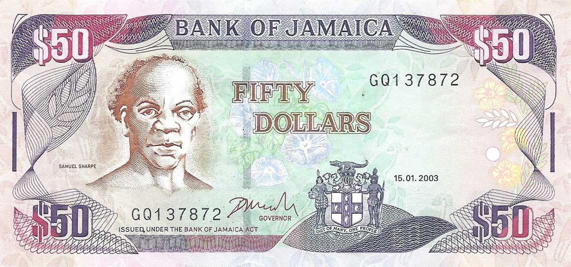 Front of Jamaica p79d: 50 Dollars from 2003