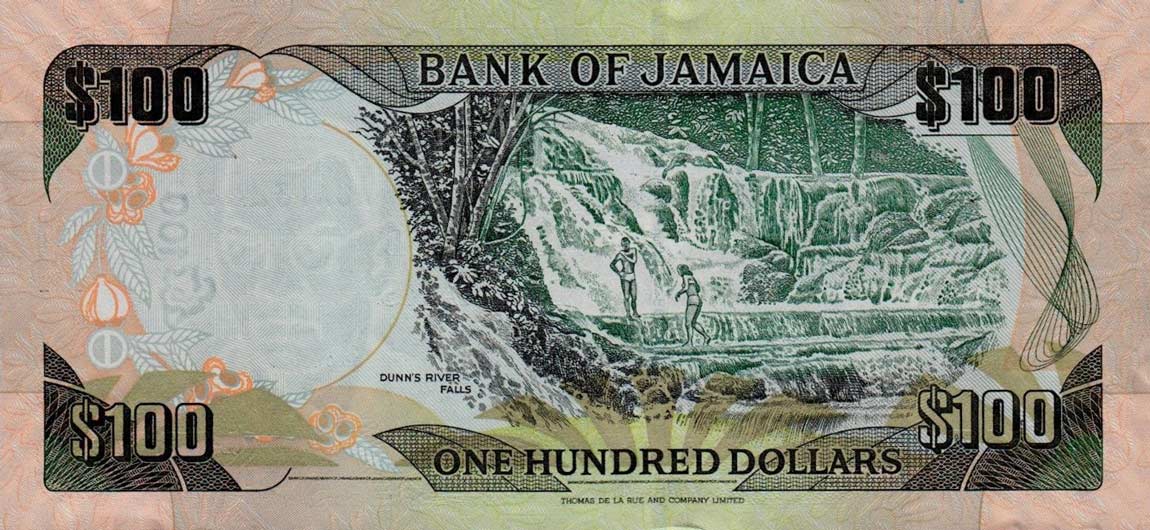 Back of Jamaica p84d: 100 Dollars from 2009