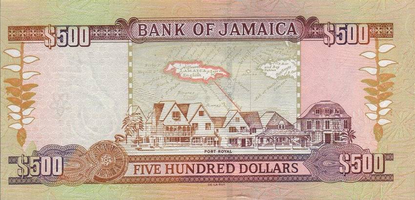 Back of Jamaica p81b: 500 Dollars from 2003