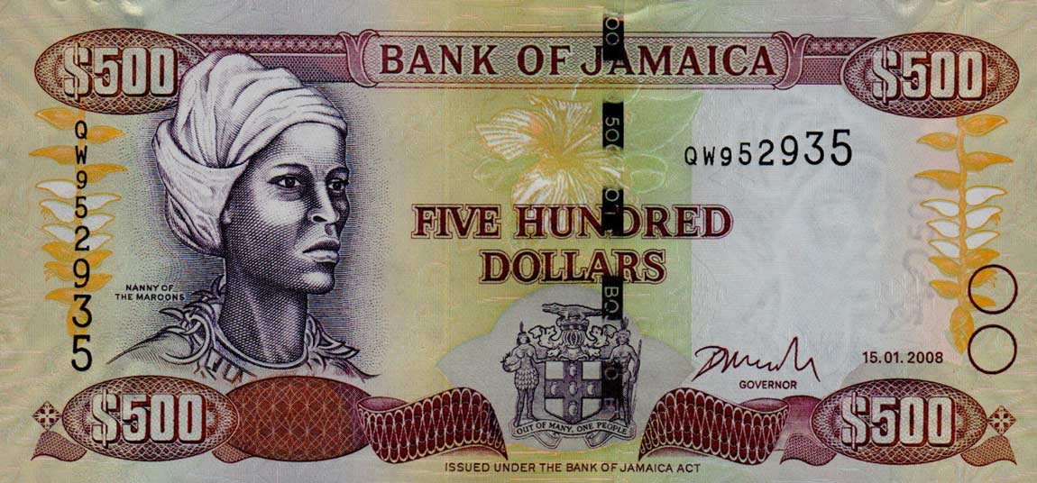 Front of Jamaica p85e: 500 Dollars from 2007