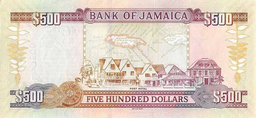 Back of Jamaica p85A: 500 Dollars from 2015