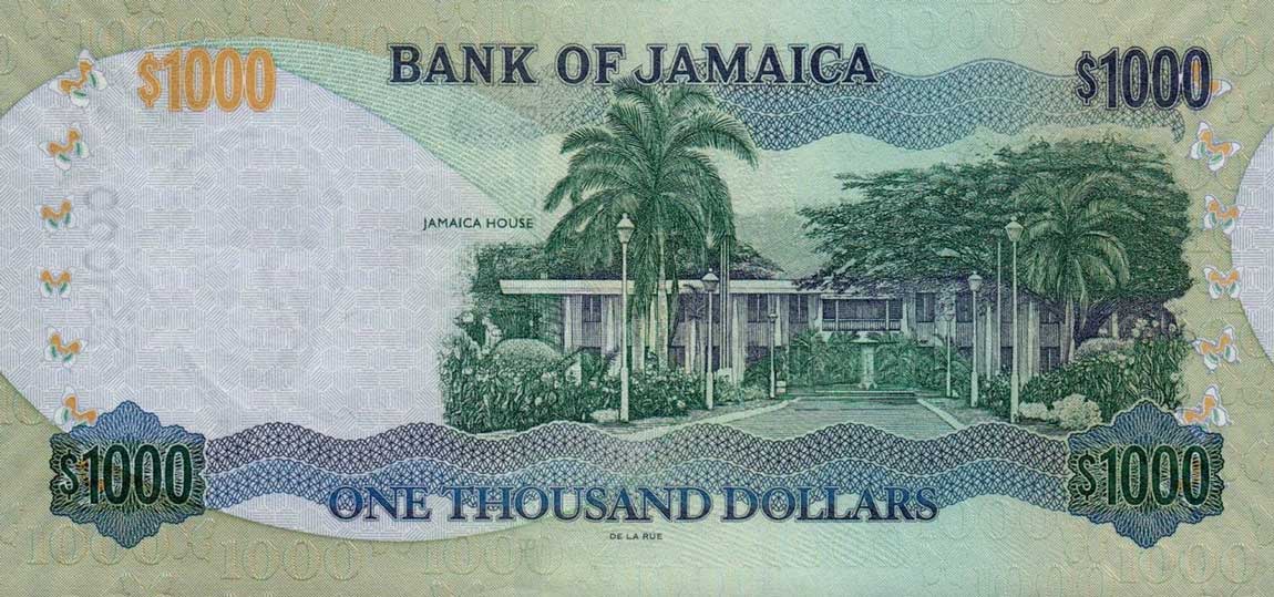 Back of Jamaica p86e: 1000 Dollars from 2007