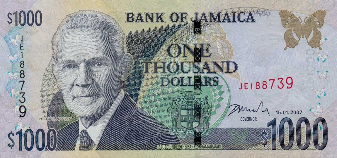 Front of Jamaica p86e: 1000 Dollars from 2007