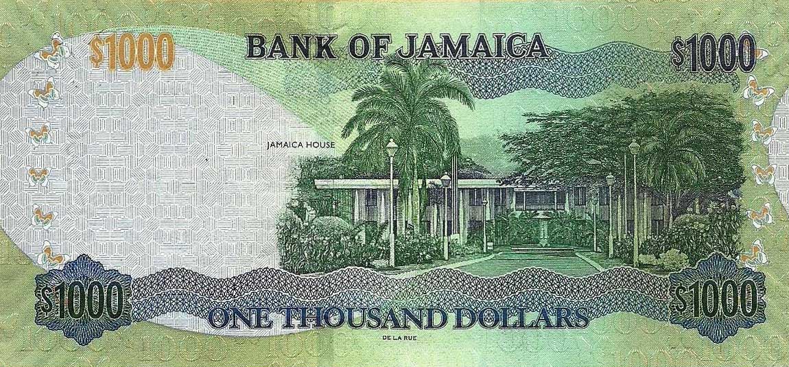 Back of Jamaica p86j: 1000 Dollars from 2014