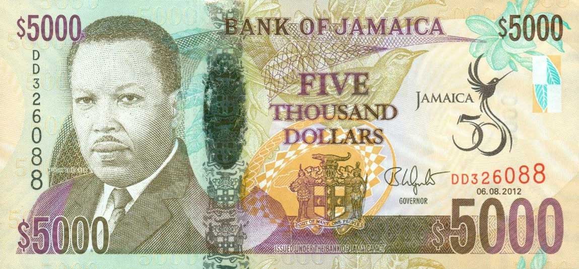 Front of Jamaica p93: 5000 Dollars from 2012