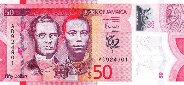 Front of Jamaica p96: 50 Dollars from 2022
