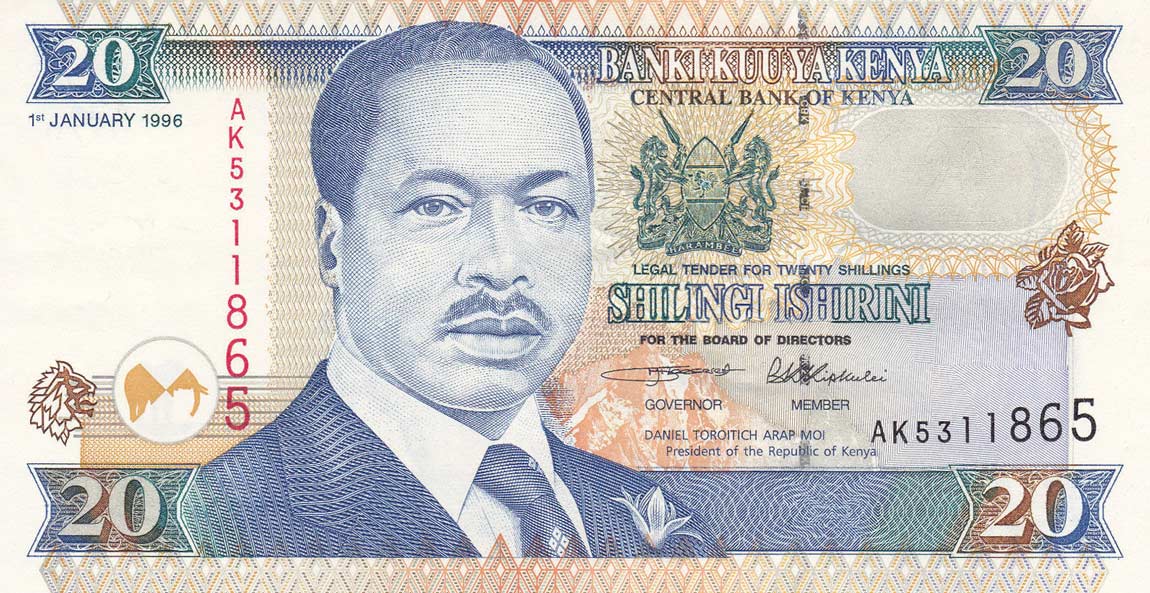 Front of Kenya p35a2: 20 Shillings from 1996