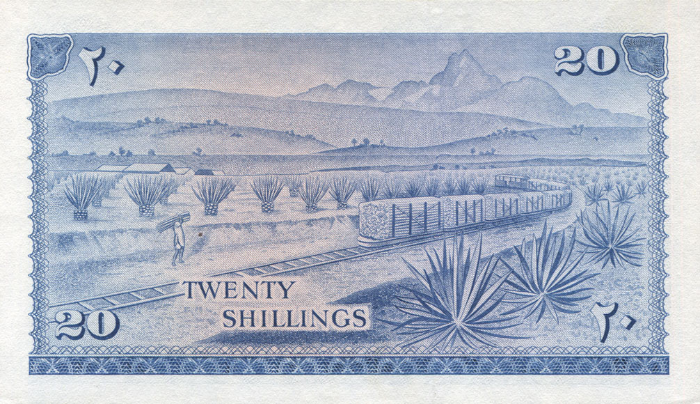 Back of Kenya p3a: 20 Shillings from 1966