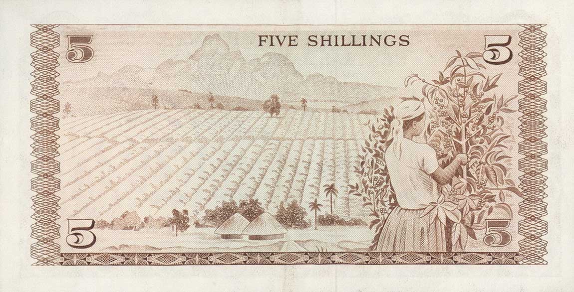 Back of Kenya p6a: 5 Shillings from 1969
