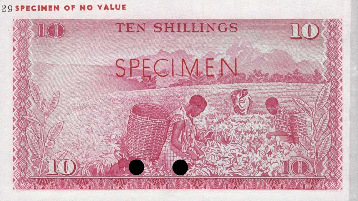Back of Kenya p7ct: 10 Shillings from 1969