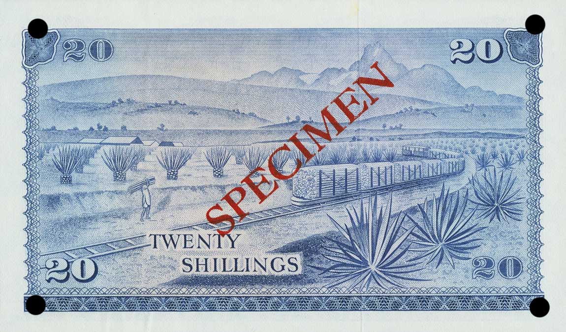 Back of Kenya p8s: 20 Shillings from 1969