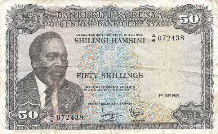 Front of Kenya p9a: 50 Shillings from 1969