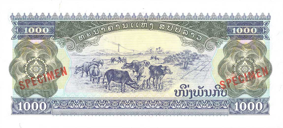 Back of Laos p32As: 1000 Kip from 1998