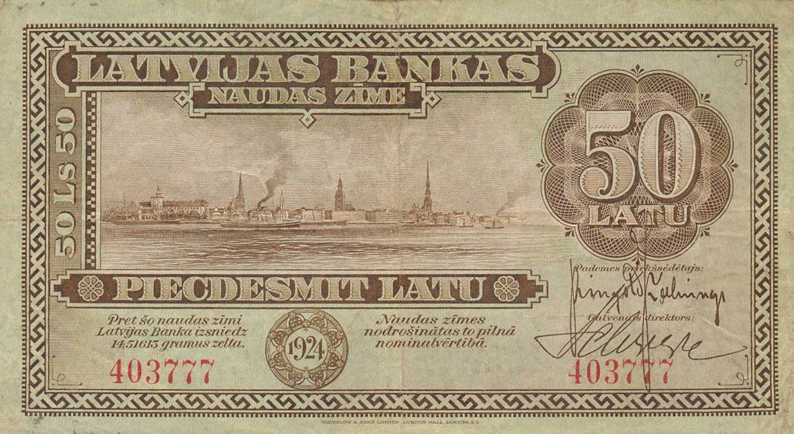 Front of Latvia p16a: 50 Latu from 1924