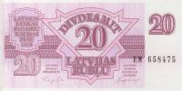 p39 from Latvia: 20 Rublu from 1992