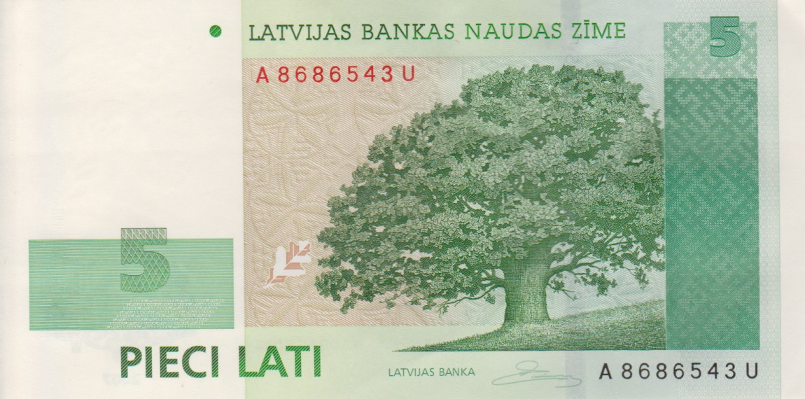 Front of Latvia p53b: 5 Lati from 2007