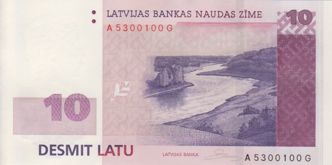 Front of Latvia p54: 10 Latu from 2008