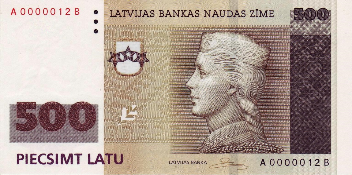 Front of Latvia p58: 500 Latu from 2008