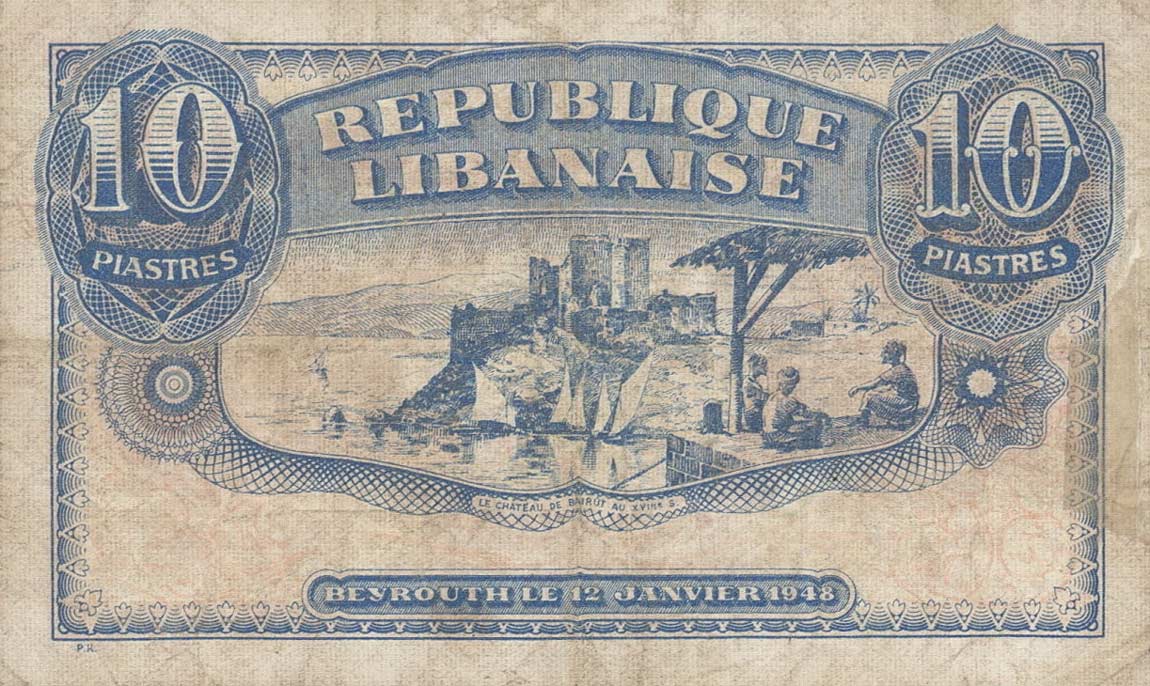 Back of Lebanon p41: 10 Piastres from 1948