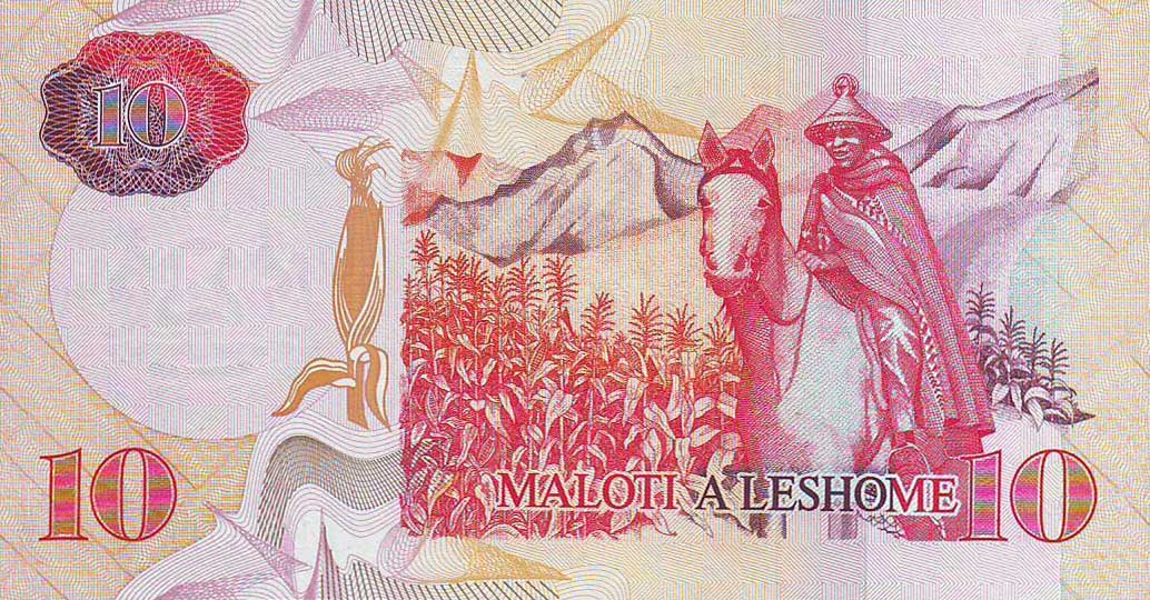 Back of Lesotho p15d: 10 Maloti from 2006