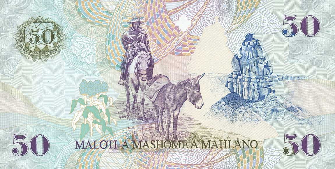 Back of Lesotho p17c: 50 Maloti from 1999
