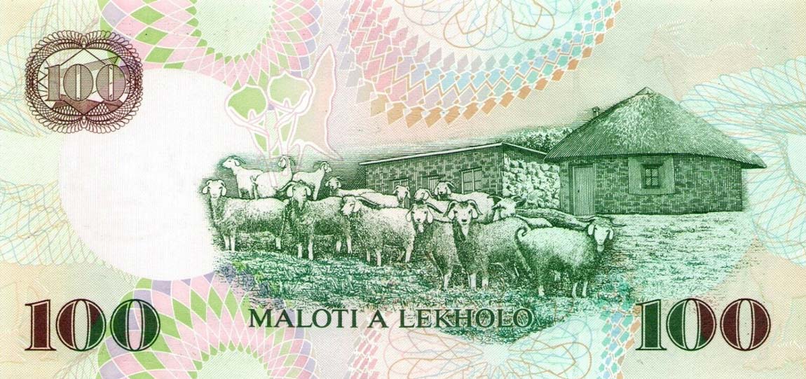 Back of Lesotho p19c: 100 Maloti from 2006