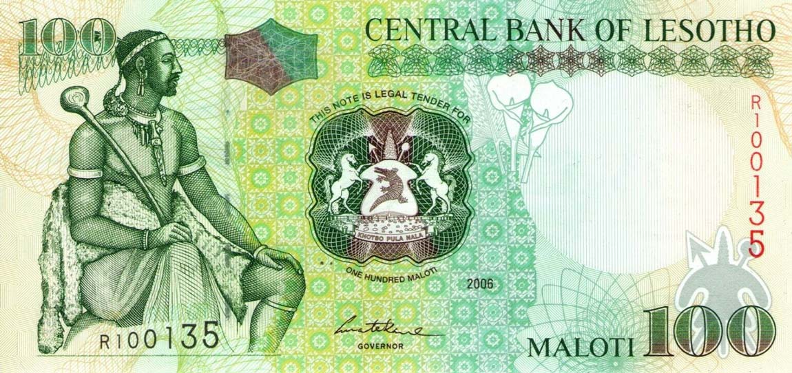 Front of Lesotho p19c: 100 Maloti from 2006