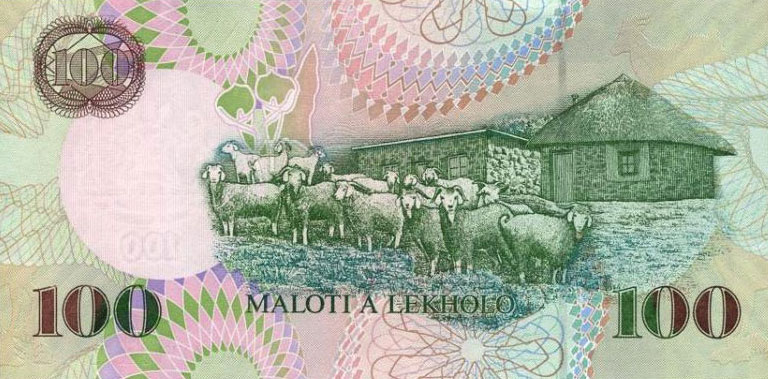 Back of Lesotho p19d: 100 Maloti from 2007