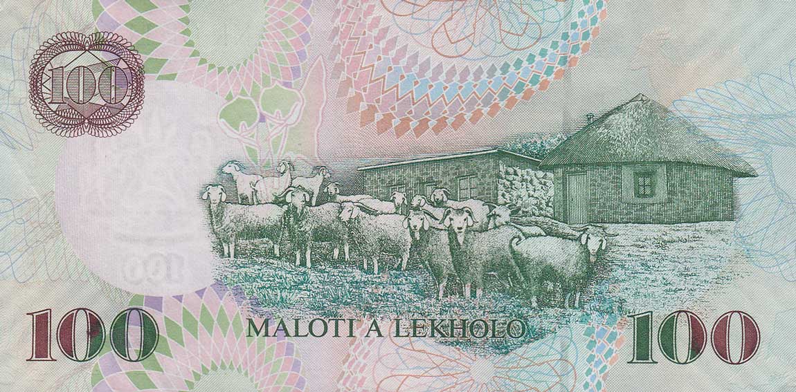 Back of Lesotho p19e: 100 Maloti from 2009
