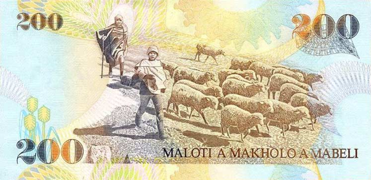 Back of Lesotho p20b: 200 Maloti from 2001