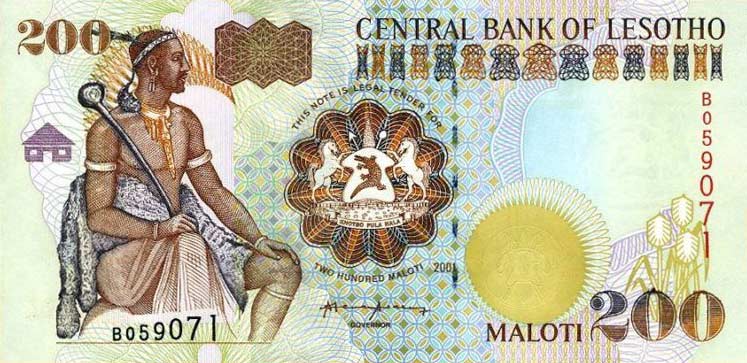 Front of Lesotho p20b: 200 Maloti from 2001