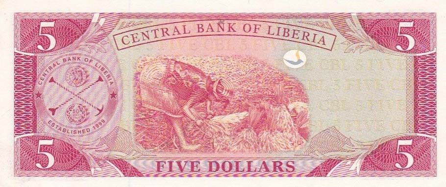 Back of Liberia p26b: 5 Dollars from 2004