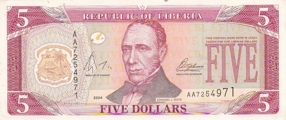 Front of Liberia p26b: 5 Dollars from 2004