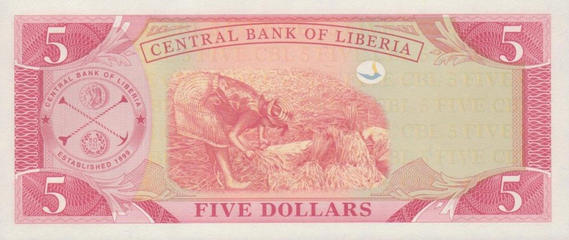 Back of Liberia p26c: 5 Dollars from 2006
